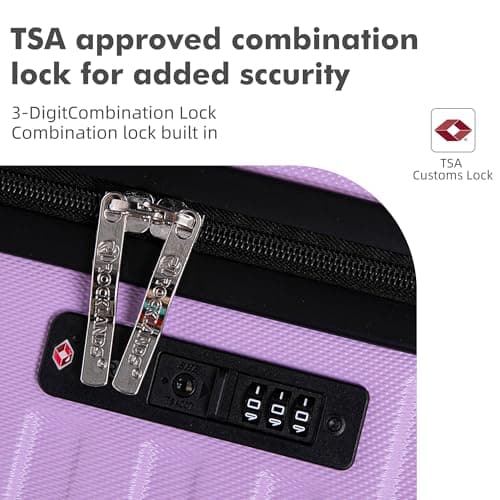Rocklands Large Suitcase Hard Shell Lightweight 4 Dual Spinner Wheels Trolley Luggage Suitcase Hold Check in Luggage TSA Combination Lock (Purple, Medium 24") — view 5