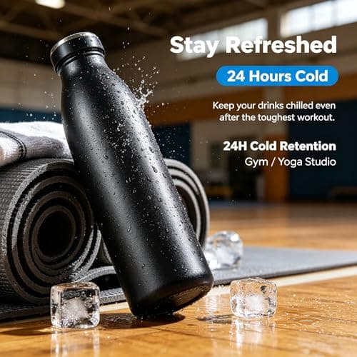 Love-KANKEI 500ml Insulated Water Bottles, Metal Water Bottle Black — view 4