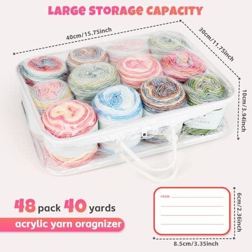 Coopay 3pcs Clear Yarn Storage Organiser, Wool Storage Bag, White — view 2