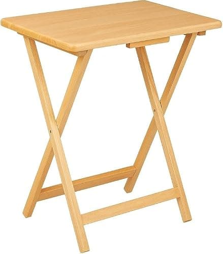 GBS Folding Snack Table, Multi-Use 66 x 48 x 37 cm Rubberwood Table for Coffee, Snacks, & Laptop - Portable, Space-Saving Foldable Side Table for Living Room, Bedside, Camping, and More