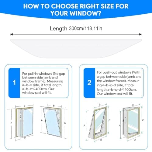Air Conditioner Window Seal Kit, Enhanced Adhesive No Residue Double Zipper Universal AC Window Seal Thermal Barrier Waterproof Guard Improves Cooling for Portable AC Tumble Dryer — view 2