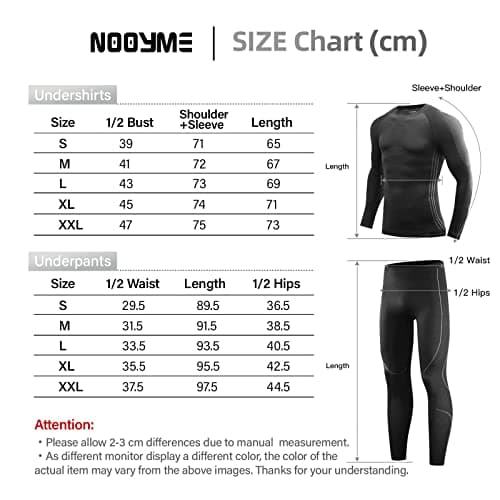 NOOYME Men's Thermals Base Layers Ski Compression Top & Bottoms Set — view 6
