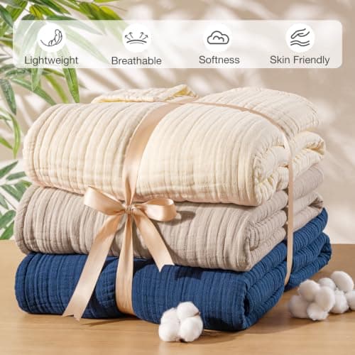 Exclusivo Mezcla 6-Layer 100% Cotton Large Muslin Throw Blanket, 130x170cm — view 4