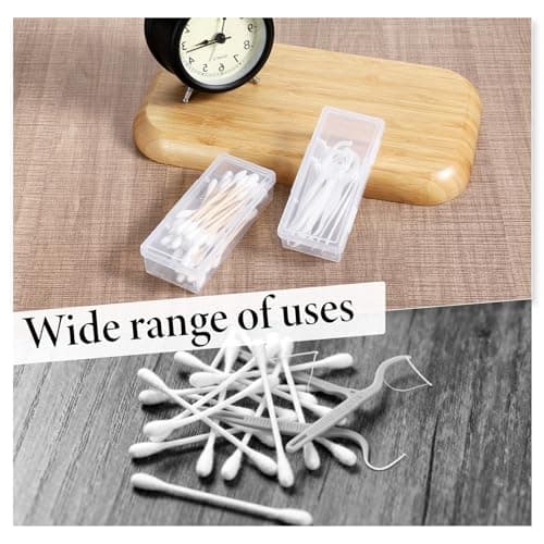 Portable Travel Cotton Bud Holder, 2 Pcs Clear Plastic Cotton Pad Storage Container, Small Dental Floss Picks Case with Dustproof Lid for Makeup Sponges, Hair Ties, Small Items — view 6