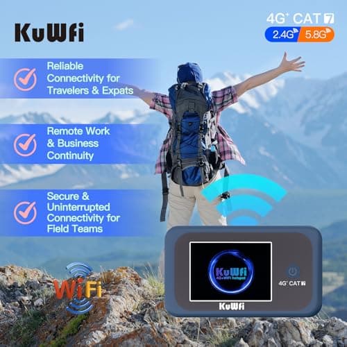 KuWFi 4G+ Portable WiFi Hotspot Unlocked LTE Cat7 Travel Router — view 5