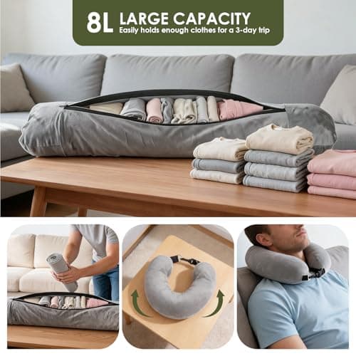 IONEKIUK Neck Pillow For Travel Stuffable Travel Pillow — view 3