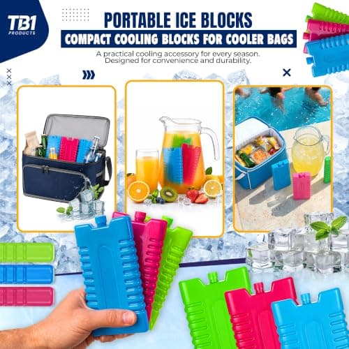 TB1 Products Reusable Ice Packs 12PK, 16cm Freezer Blocks for Cool Bags, Cooler Boxes & Lunch Bags – Large Reusable Ice Packs for Camping, Beach, Picnic & Travel Use — view 5