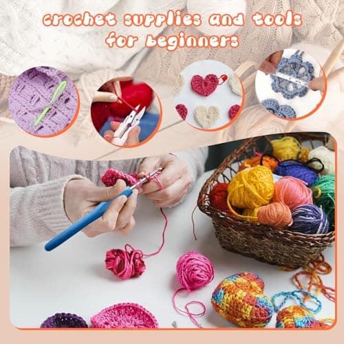 Crochet Kits for Beginners Adults,Crochet Hooks Set Includes Ergonomic Rubber & Metal Crochet Hooks, Knitting Accessories and Bag,UK Best Starter Beginners Crochet Kit and DIY Knitting Crochet-Pink — view 6