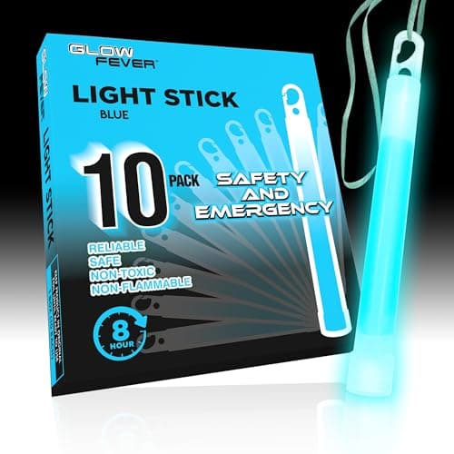 Glow Fever Glow Sticks Bulk, Emergency Safety Military 6'' Lightsticks, Light Up Ultra Bright With 8 Hours Duration For Hiking Party Camping Blackouts Hurricane Shelter Survival Kit (Blue, 10PCS) — view 3
