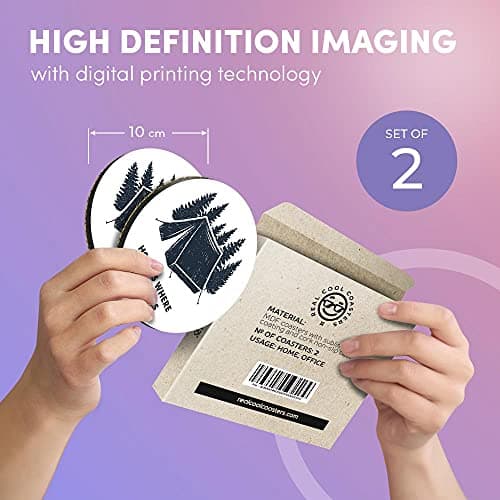 2 x Eco Boxed Cork Coasters - Camping Tent Forest Holiday Camp Drink Cup Mug Glass Table Mat #14729 — view 2