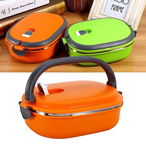 Raguso Single Layer Thermal Lunch Box , Stainless Steel Lunch Box , Portable Carry Hand Thermal Food Container , for Student Work Picnic , Travel , Camping(Orange) — view 3