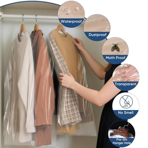 SmileLucky 50 Pack 60x100cm Dry Cleaning Garment Bags for Hanging Clothes — view 4