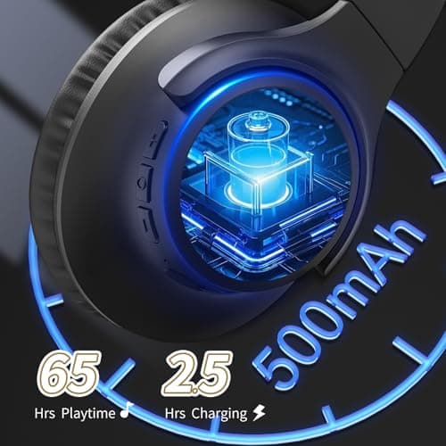 KVIDIO Bluetooth Headphones Wireless Over Ear 65h Battery Wired & Wireless — view 2