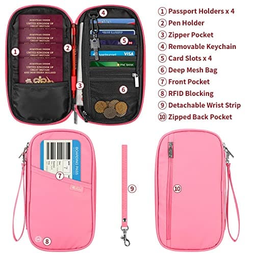 Vinsani Passport Holder Travel Wallet, RFID Blocking Document Organiser — view 5