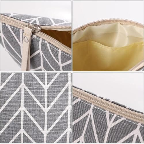 KIMHOME 2Pcs Canvas Cosmetic Bag, Multifunctional Cosmetic Bags Printed Travel Portable Wash for Cosmetics, Stationery Cards Purse Pencil Case Women Girls Vacation Travel — view 4
