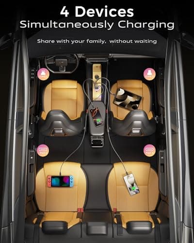 Fast Retractable Car Charger 4in1 Car Phone Charger for iPhone iPad Android — view 3
