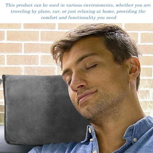 Pritok 2-in-1 Travel Blanket & Pillow Set - Soft Flannel, Luggage Sleeve, Backpack Clip (Grey) — view 6