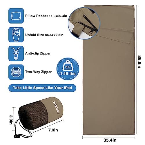 JAICOM Sleeping Bag Liner, Ultralight Travel Sheets, Soft & Portable — view 2