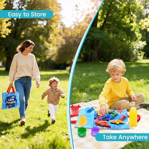 Baby Toys for 1 2 3 Year Old Boys Girls - Montessori Toys for 1 2 3 Year Old 10 in 1Multifunctional Fabric Fishing Game for Kids Toddler Baby Gifts Learning Birthday Xmas Stocking Fillers Easter Gifts — view 5