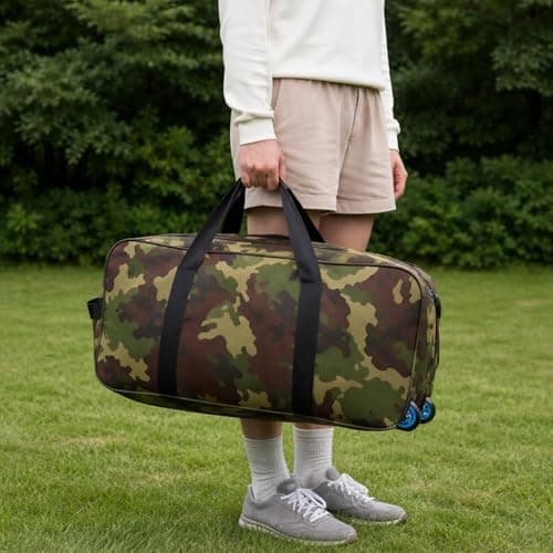 Large Holdall Bag with Wheels | Foldable Duffle Bag for Travel | Lightweight Polyester Large Duffle Bag for Men & Women (Camouflage) — view 4