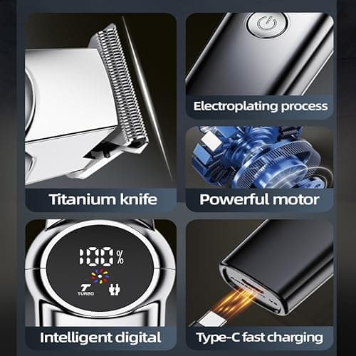 Professional Hair Clippers for Men – Cordless Hair Trimmer & Beard Shaver with LCD Display, Ceramic Titanium Blades, Long-Lasting Battery – Barber-Grade Grooming Kit — view 4