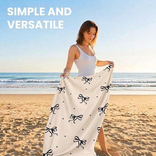 Olivia Rocco Beach Towels Extra Large Super Soft Quick Dry Sand Resistant Travel Pool Towel Lightweight Summer Holiday, Bows — view 5