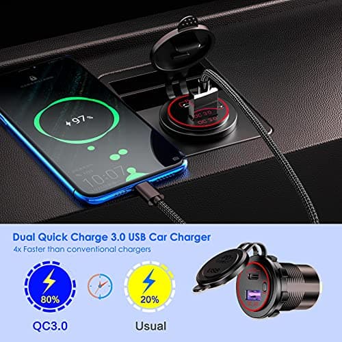 Thlevel USB C Car Charger Socket Lighter Socket USB C 12V USB pd Charger — view 4