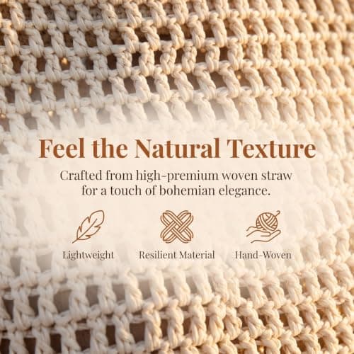 Elovara Womens Straw Beach Bag Large Crochet Tote Bag with Magnetic Clasp — view 4