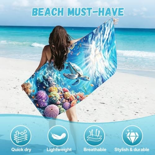 Microfibre Beach Towels for Adults, 180 × 90 cm Extra Large Quick Dry Towel — view 5
