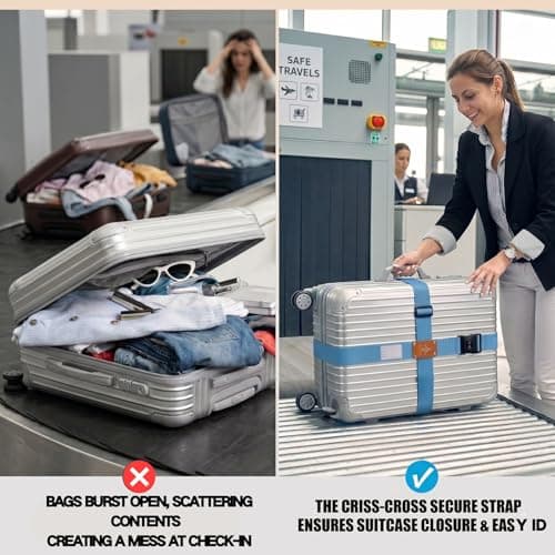 SUWEIR Luggage Straps Set (2 with Lock), Adjustable Suitcase Belts — view 2