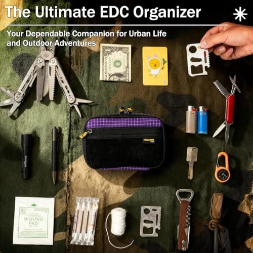 HIKEMAN EDC Pocket Organizer Pouch - EDC Utility Pouch,Nylon Tool Pouch,Tool Organizer for Multitools,Mini Pouch for Everyday Carry Outdoor(Army Green) — view 6