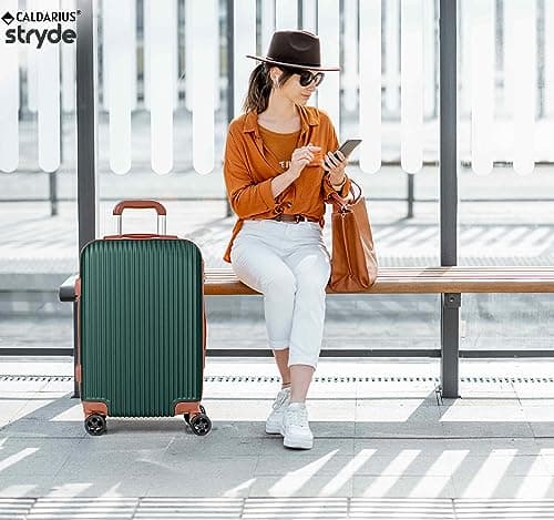 CALDARIUS Hardshell Luggage | Durable Suitcases | Lightweight & Secure with Combination Lock | Smooth 4 Dual Spinner Wheels | Ideal Travel Bag & Luggage Sets (Green, Medium 24") — view 5