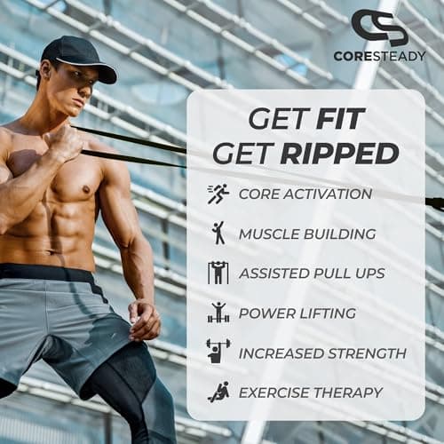 Coresteady Pull Up Bands & Resistance Bands - Rubber Heavy Duty Elastic Loop Band for Men & Women - Build Fit Power & Muscle - Training, Fitness Assist Pull Ups & Gym Exercise - Black, 10-30kg — view 4