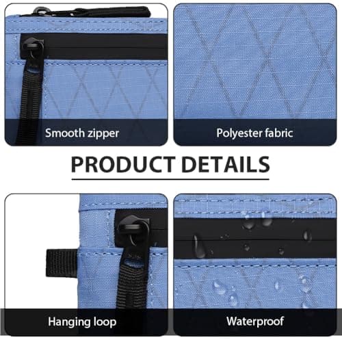 DiULi Secure RFID Blocking Wallet for Men | Slim Card Holder with Metal Zip & Coin Pocket | Durable Nylon Travel Zip Pouch | Compact EDC Wallet | Sky Blue — view 4