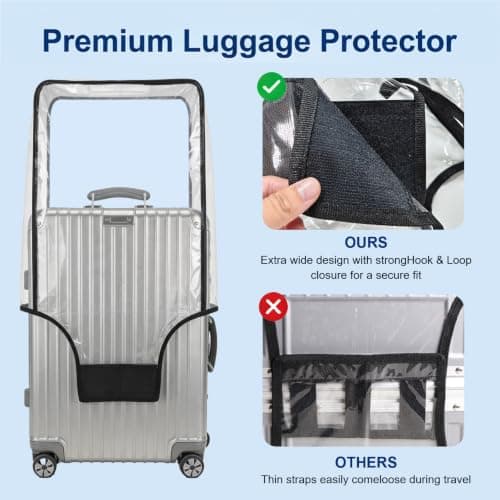 Fawley Clear PVC Suitcase Cover, Waterproof Suitcase Cover Protector Travel Luggage Covers with Reinforced Edge Dustproof and Scratchproof Suitable Protection Bag for Wheeled Trolley Case (28in) — view 4