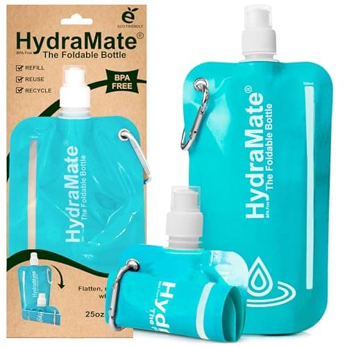 HydraMate Collapsible Water Bottle - Foldable Water Bottle - 750ml Aqua