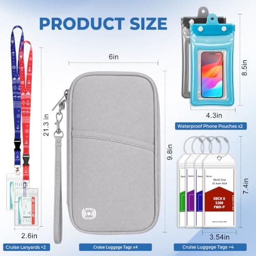 SEAVILIA Cruise Essentials 2026 Cruise Must Haves Kit, Passport Holder, ID & Boarding Documents Holder, Lanyards, Luggage Tags, Waterproof Phone Pouches,Travel Essentials — view 2
