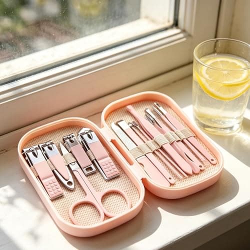 14 PCS Nail Clippers Kit, Manicure Set,Nail Care Kits Pedicure Set,Cuticle Trimmer Grooming Kit, Professional Stainless Steel Nails Care for Men, Women with Storage Travel Case (Pink) — view 4