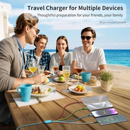 Jogrytece Travel Cruise Essentials 2026, Dual Type-C 4 in 1 Charging Cable, Multi Charging Cables for All Devices,2 USB C Ports Car Charger Cable for for iPhone 17-8/ Android/iPad and More — view 6