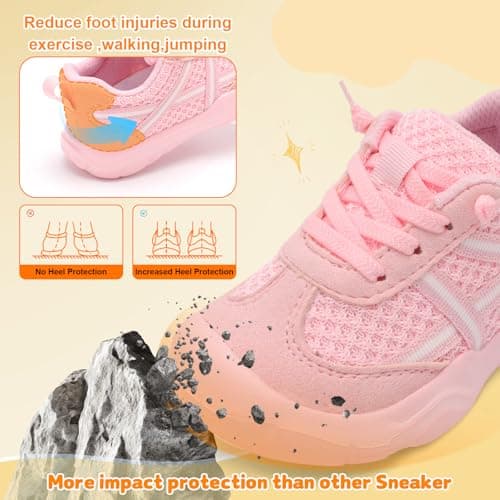 JIASUQI Toddler Shoes Boys Girls Barefoot Walking Shoes Kids Breathable Running Sneakers Slip On Tennis Shoes(Pink24,Size 7.5) — view 5