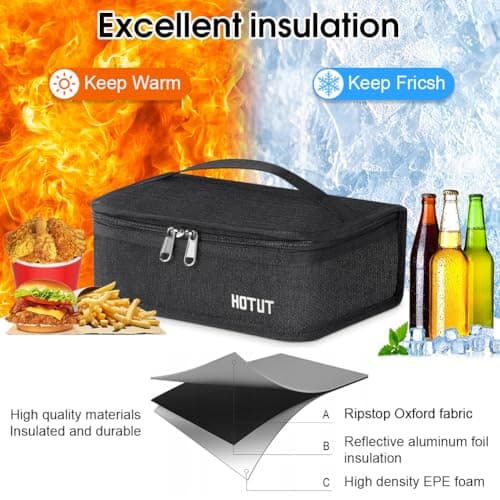HOTUT Lunch Insulated Bag Small with Handle, Tote Cool Reusable, Portable Thermal Cooler Box for Men Women Kids, Thermal Lunch Tote Bags for Work School Packed Sandwich — view 3