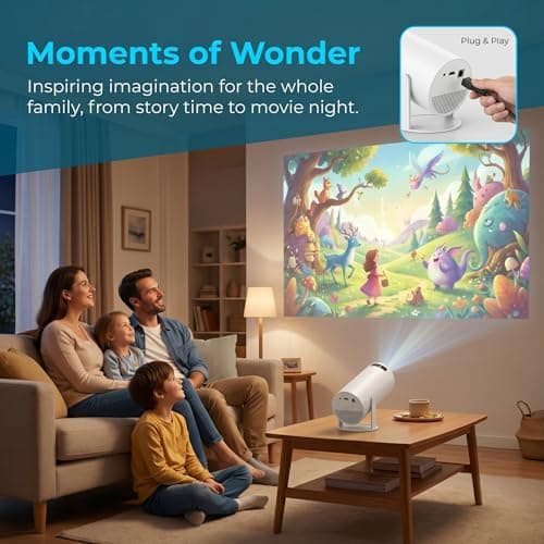 Denvoro Mini Portable Projector,180° Rotatable 4k 1080p,130in (Wifi) — view 4