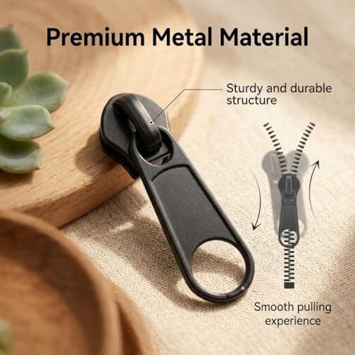 10 Pcs Zipper Pull Replacement, Universal Metal Zip Slider Repair Kit, Detachable Zipper Fixer for Luggage, Backpacks, Jackets, Coats, Jeans and Suitcases, No Tools Needed — view 3