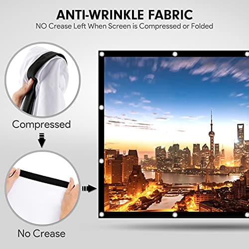 Projector Screen 120 Inch, Portable Movie Screen 16:9 HD 4K Foldable Anti-Crease Projection Screen, Cinema Screen Support Double-Sided Projection for Home Theater Cinema Indoor Outdoor Backyard Party — view 3