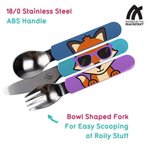 TUM TUM Toddler Cutlery Set with Travel Case, 3 Pcs Kids Cutlery Set Stainless Steel Includes 1 x Fork/Spoon/Knife, Kids Travel Cutlery Sets, BPA Free (Felicity The Fox) — view 3