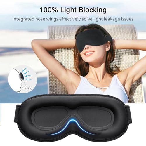 SSKHE 100% Blackout Sleep Mask for Men and Women, 3D Ultra Soft Smooth Skin-Friendly Comfortable Zero Eye Pressure Eyelash Friendly Eye Mask with Adjustable Strap for Sleep Travel Holiday Essentials — view 4