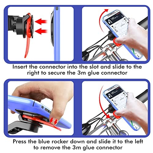Modonghua 360° Rotatable Phone Riding Navigation Support Bike Motorcycle Phone Mount, Phone Holder for Motorcycle Bike Scooter Handlebar, with Adapter Quick Release, for Most 4.7-7.2inch Phone — view 5