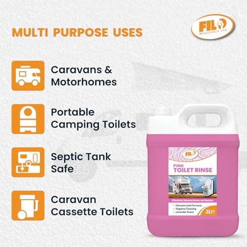 Filo Pink Toilet Rinse 2L, Concentrated Caravan Toilet Chemicals, Lavender Scent, Motorhome Fresh Flush Fluid, Eco Friendly Odour Eliminator for Portable Toilets — view 6
