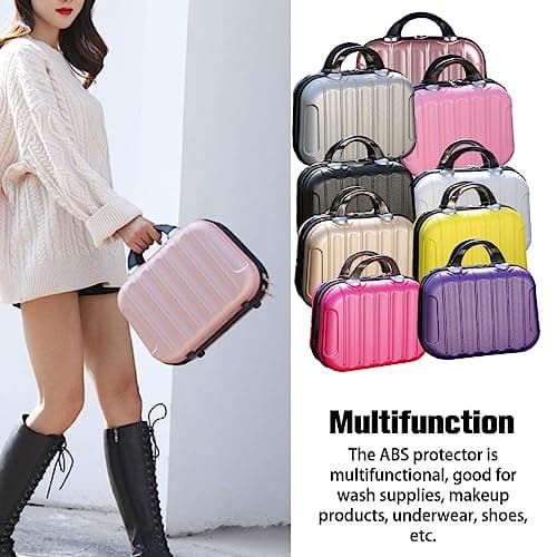 tuwiwol Portable Makeup Organizer Suitcase Box Outdoor Handbag Boarding Cosmetic Case Large Capacity Bag Festival Gift, Purple — view 5