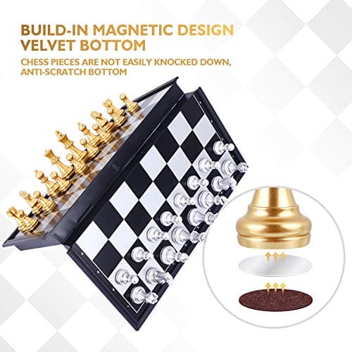 Peradix Travel Chess Board Set - Magnetic Chess Pieces, Portable/Foldable Board, Educational Toys for Kids/Adults, Traditional Game Gift, 2 Players, Ages 7+ — view 2
